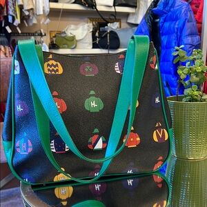 Black and Green  Shoulder Bag with Festive Design